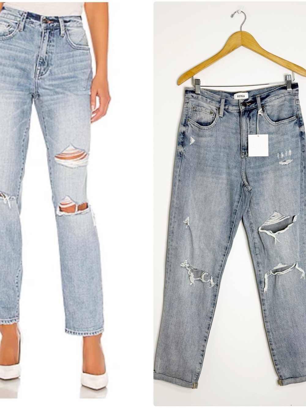 Pistola Presley High Rise Relaxed Roller Jeans Primetime Distressed 27 nwt